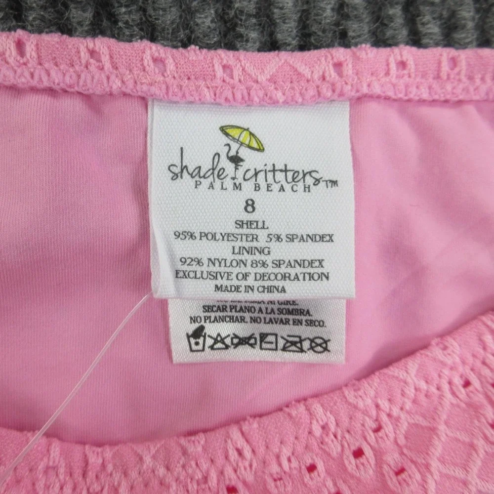 Shade Critters Swim Set Girls 8 Pink Bralette Bikini Lined Geometric NWT